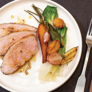 Côte de veau au thé Diamant rose, truffe et agrumes confits