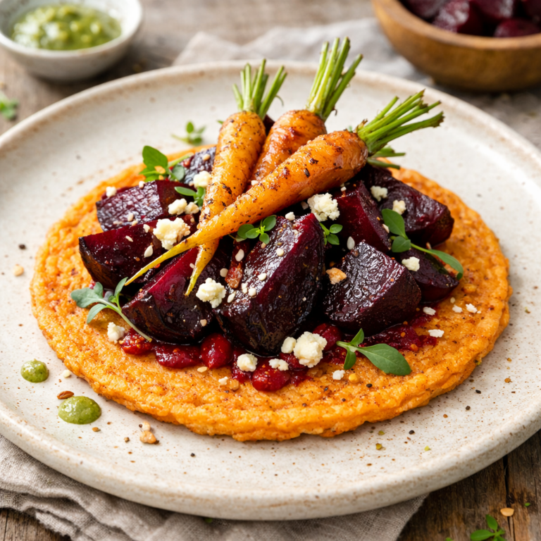 Lire la suite à propos de l’article Galette de lentilles aux carottes et betteraves