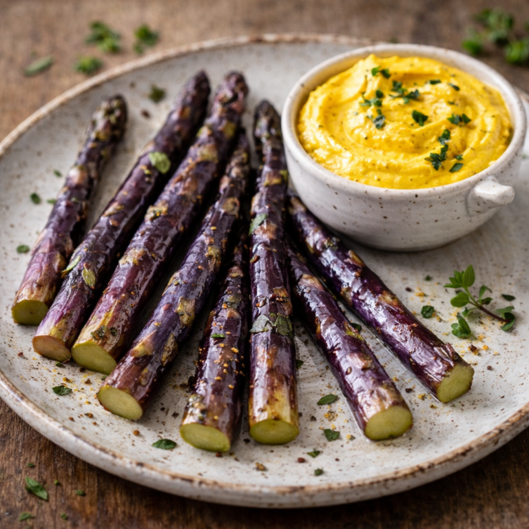 Lire la suite à propos de l’article Asperges violettes grillées sauce yaourt.